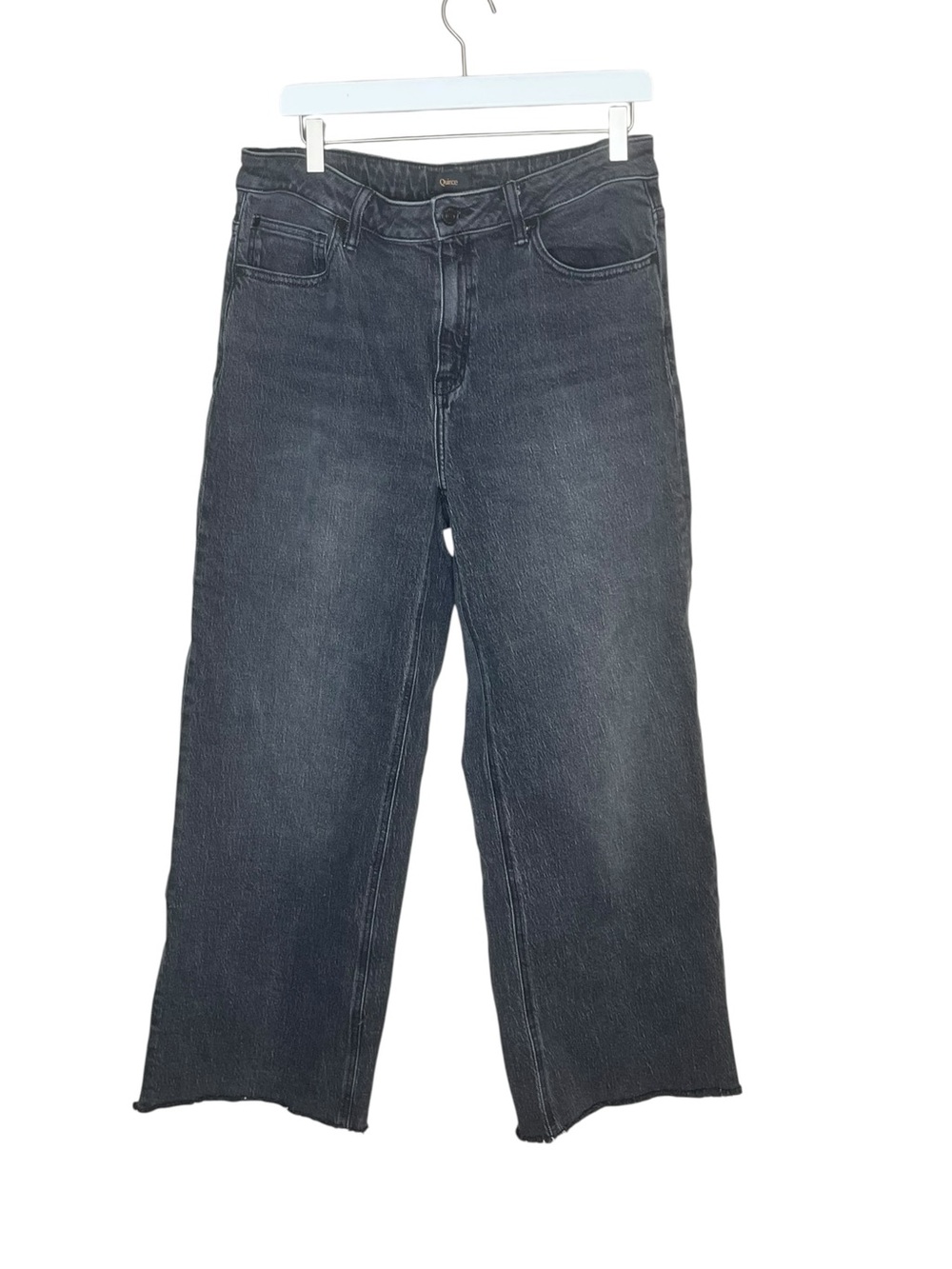 QUINCE Charcoal Black Bella Stretch Relaxed Straight Jeans